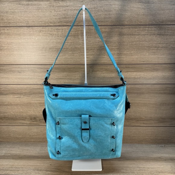 Botkier Warren Convertible Hobo Crossbody Shoulder Bag Blue NWT Leather $298 - Picture 1 of 10